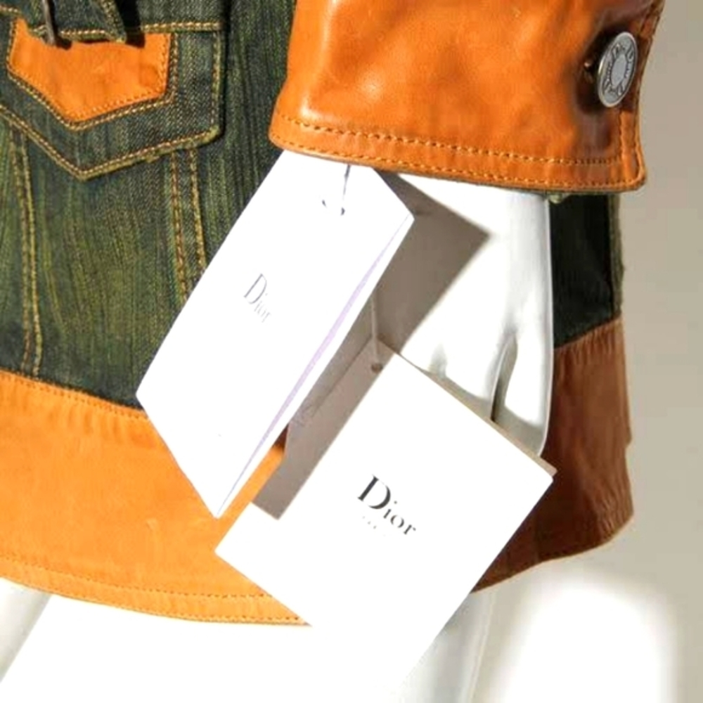 Christian Dior denim and leather dress vintage